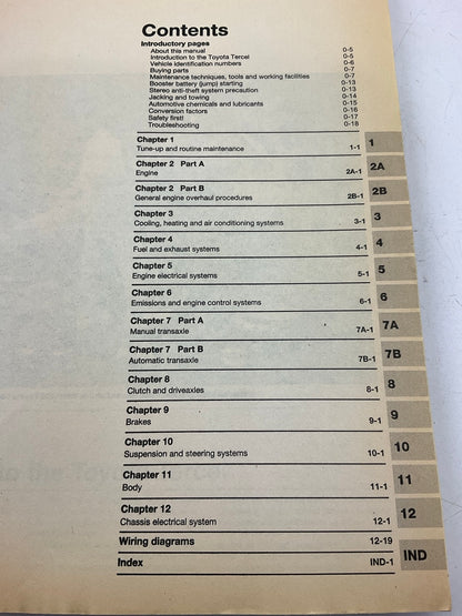 OPENED - Haynes 92085 Repair Manual For 1987-1994 Toyota Tercel