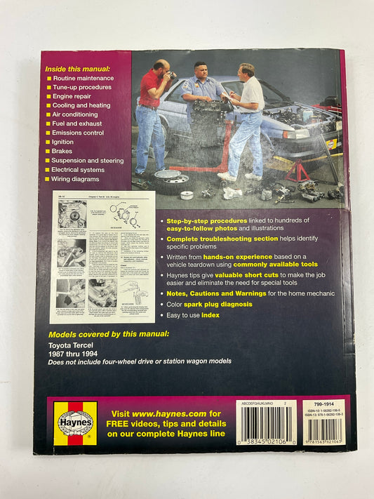 USED #2 - Haynes 92085 Repair Manual For 1987-1994 Toyota Tercel