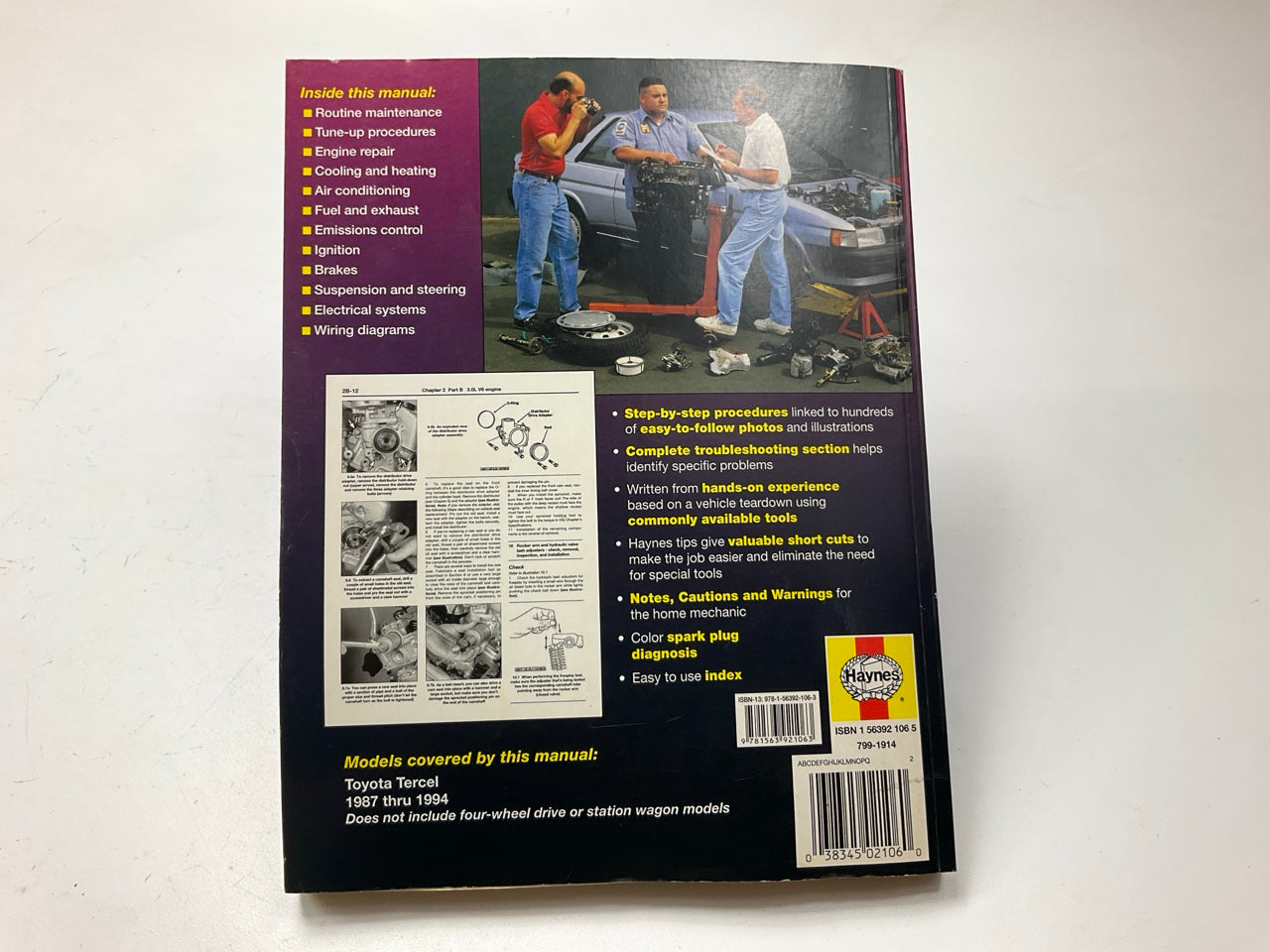 Haynes 92085 Repair Manual For 1987-1994 Toyota Tercel - USED