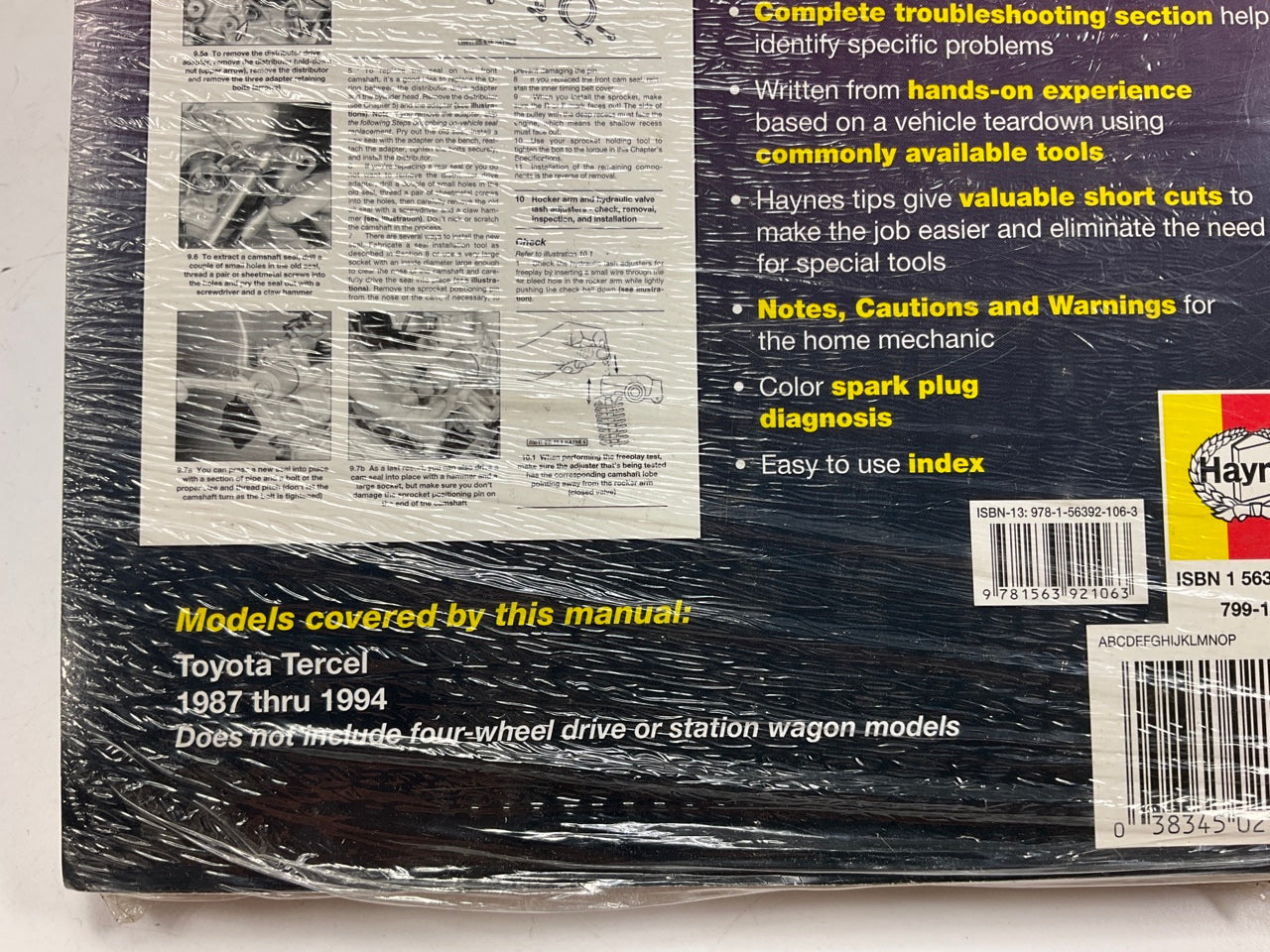 Haynes 92085 Repair Manual For 1987-1994 Toyota Tercel - SEALED