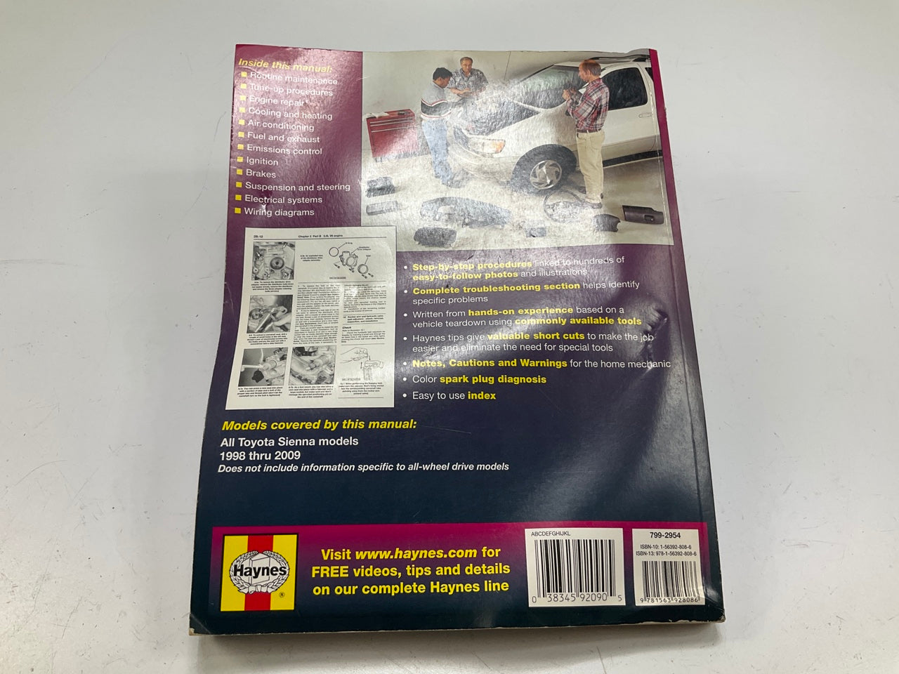 USED - Haynes 92090 Repair Manual For 1998-2010 Toyota Sienna
