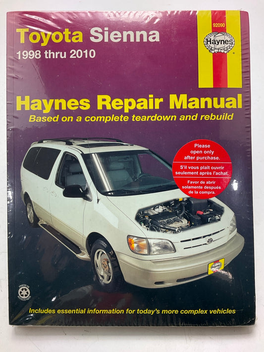 Haynes 92090 Repair Manual For 1998-2010 Toyota Sienna - SEALED