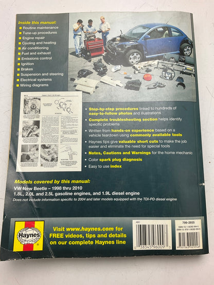 Haynes 96009 Repair Manual For 1998-2010 Volkswagen Beetle - USED