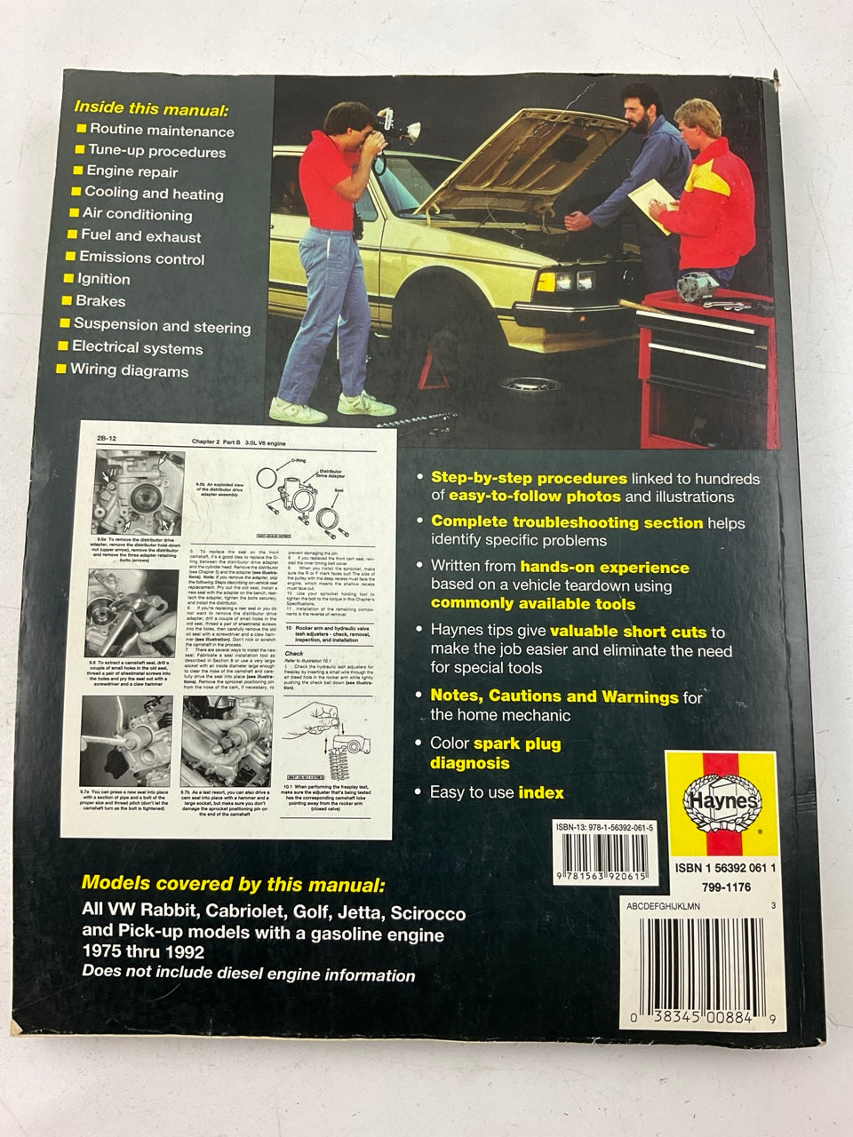 OPEN - Haynes 96016 Repair Manual 1975-1992 VW Golf Jetta Scirocco, Pickup