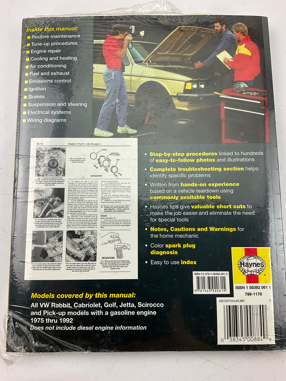 SEALED - Haynes 96016 Repair Manual 1975-1992 VW Golf Jetta Scirocco, Pickup
