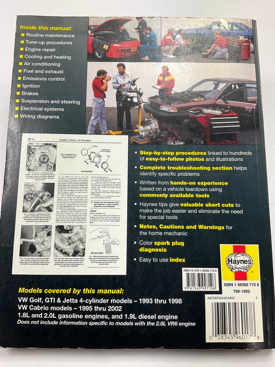 OPENED Haynes 96017 Repair Manual For 1993-2002 VW Golf & Jetta, 1995-02 Cabrio