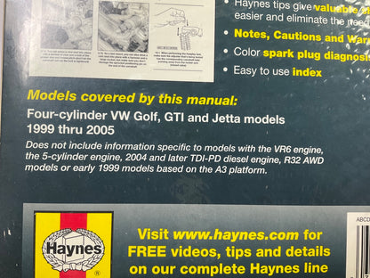 Haynes 96018 Repair Manual For 1999-2005 VW Golf & Jetta - SEALED