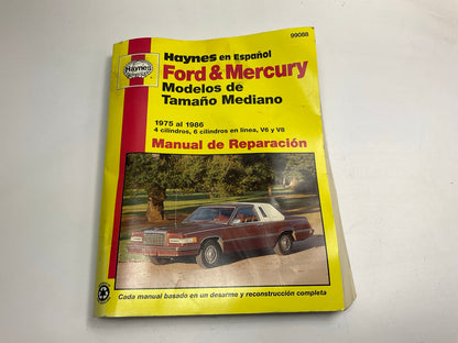 Haynes Manual De Reparacion Para Carros Ford & Mercury V6 V8 De 75-86 - USADO