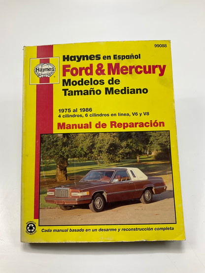 Haynes 99088 Manual De Reparacion Para Carros Ford & Mercury De 1975-86 - USADO