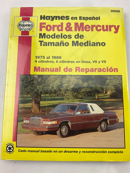 Haynes 99088 Manual De Reparacion Para Carros Ford & Mercury V6 V8 De 1975-1986