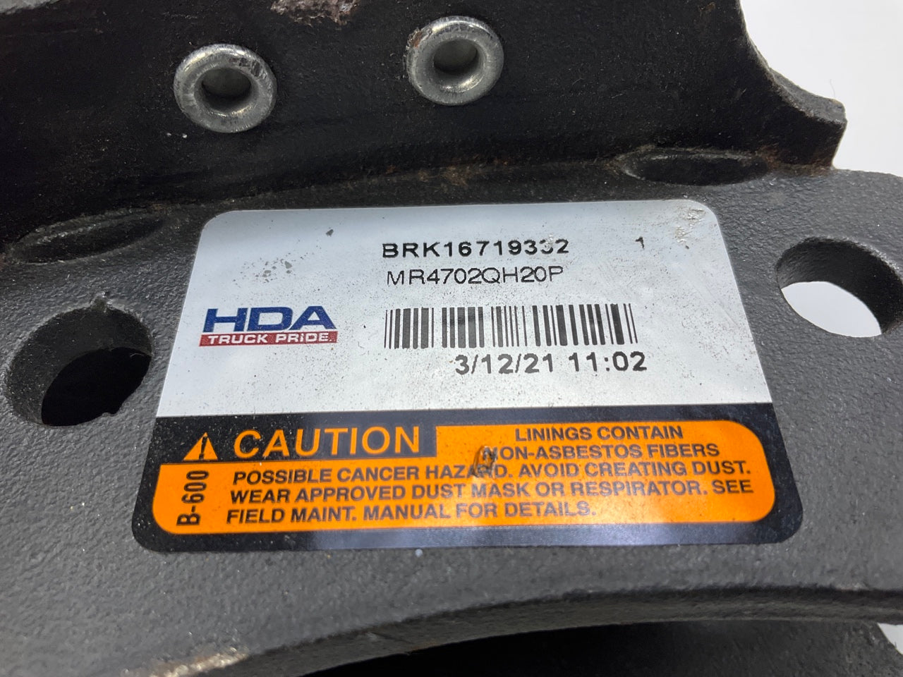 RELINED HDA MR4702QH20P Front Brake Shoe 15''X4'', 20000 LBs, 4702Q (20K Lbs)