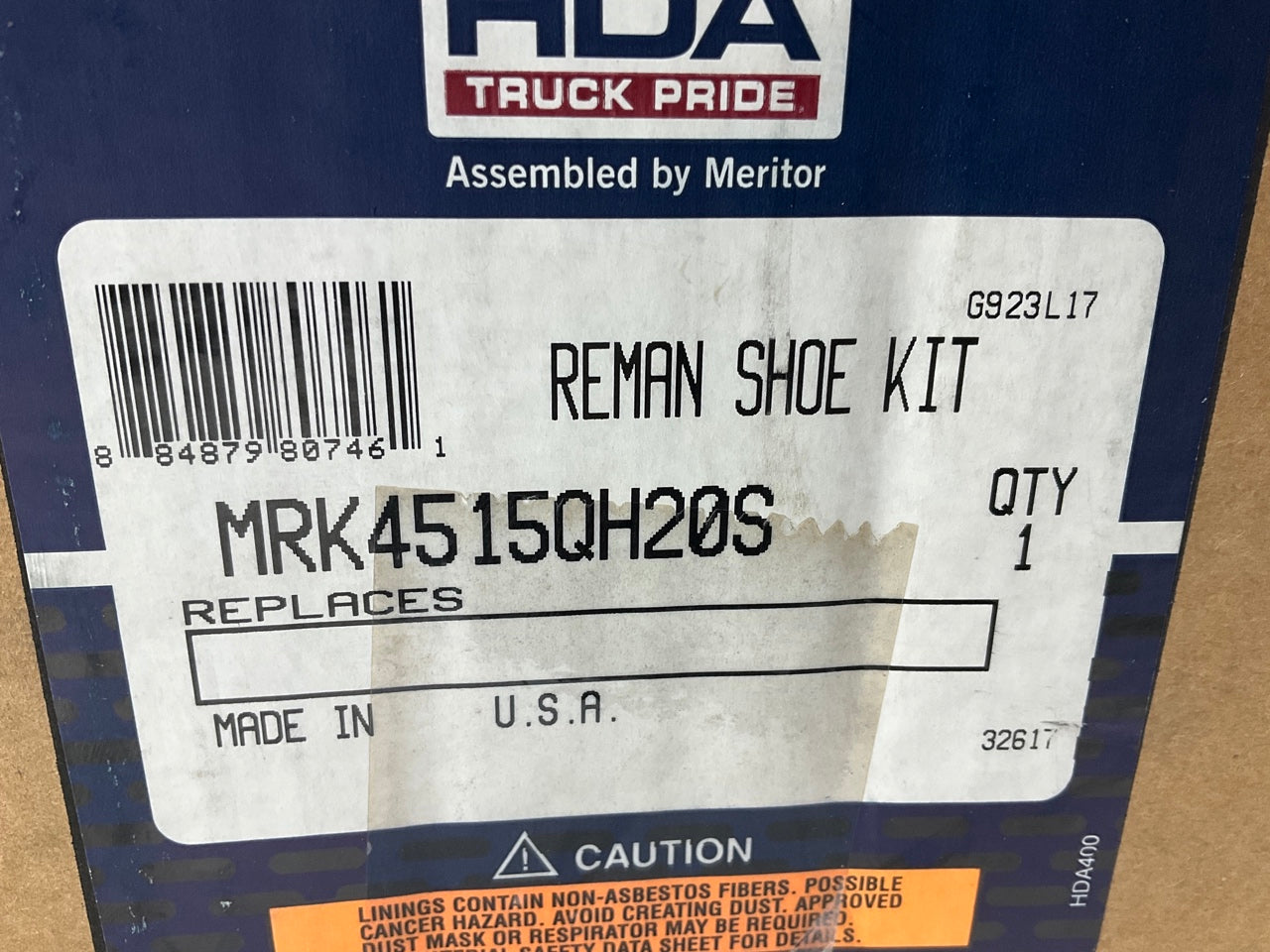 REMAN. Meritor HDA MRK4515QH20S Brake Shoe Kit 4515Q, 16.5''x7'', 20K Lbs (20,000)