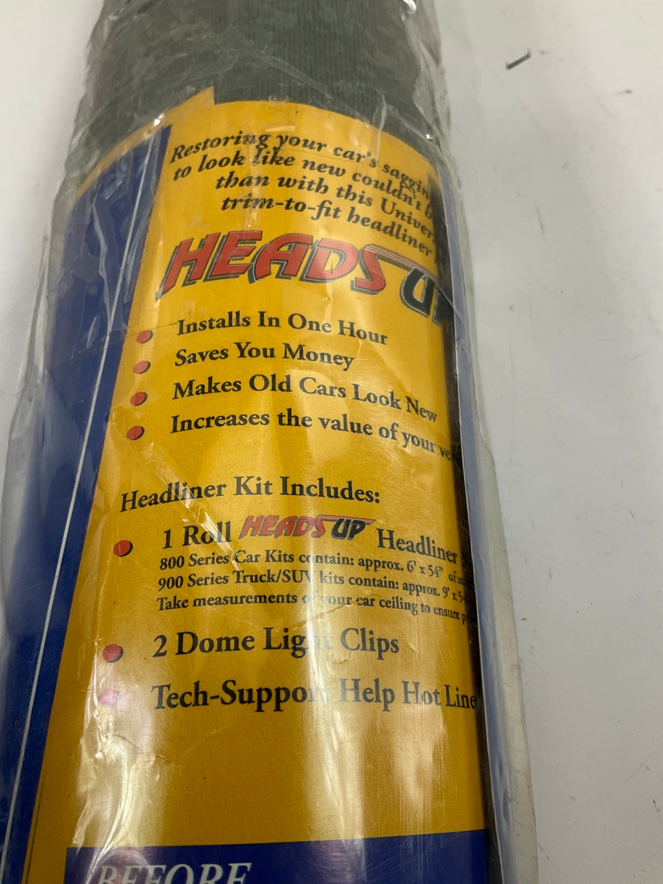 Heads Up HU805 Dark Gray Headliner Kit,  54''x72'', For 2 & 4 Door Cars