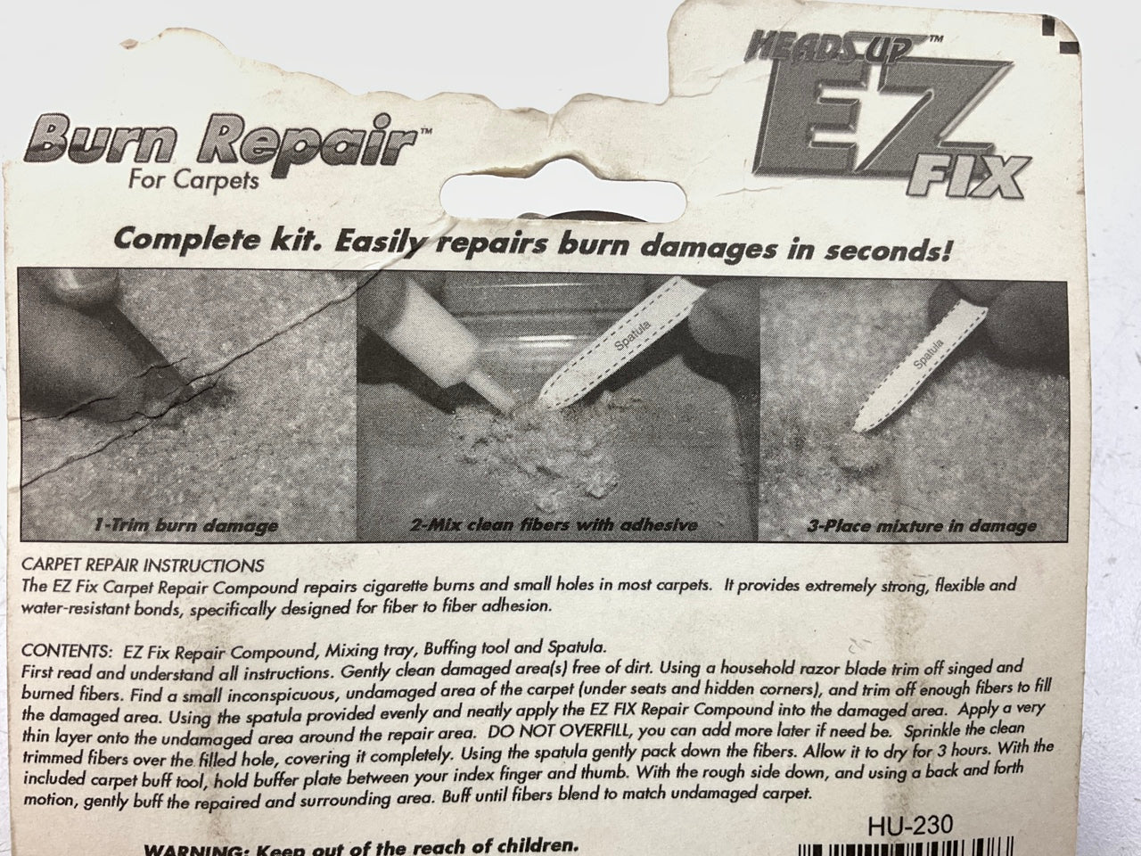 EZ FIX Heads Up HU230 Carpet Burn Repair Kit