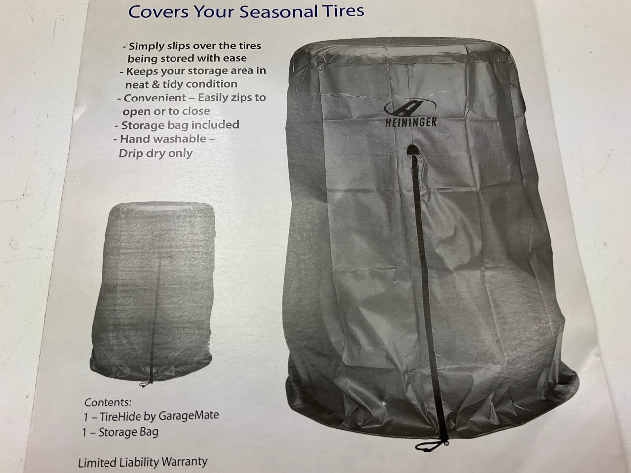 Heininger 5392 Large Up To 30''  Wheel Tire Hide Heavy-Duty 150D Polyester Cover