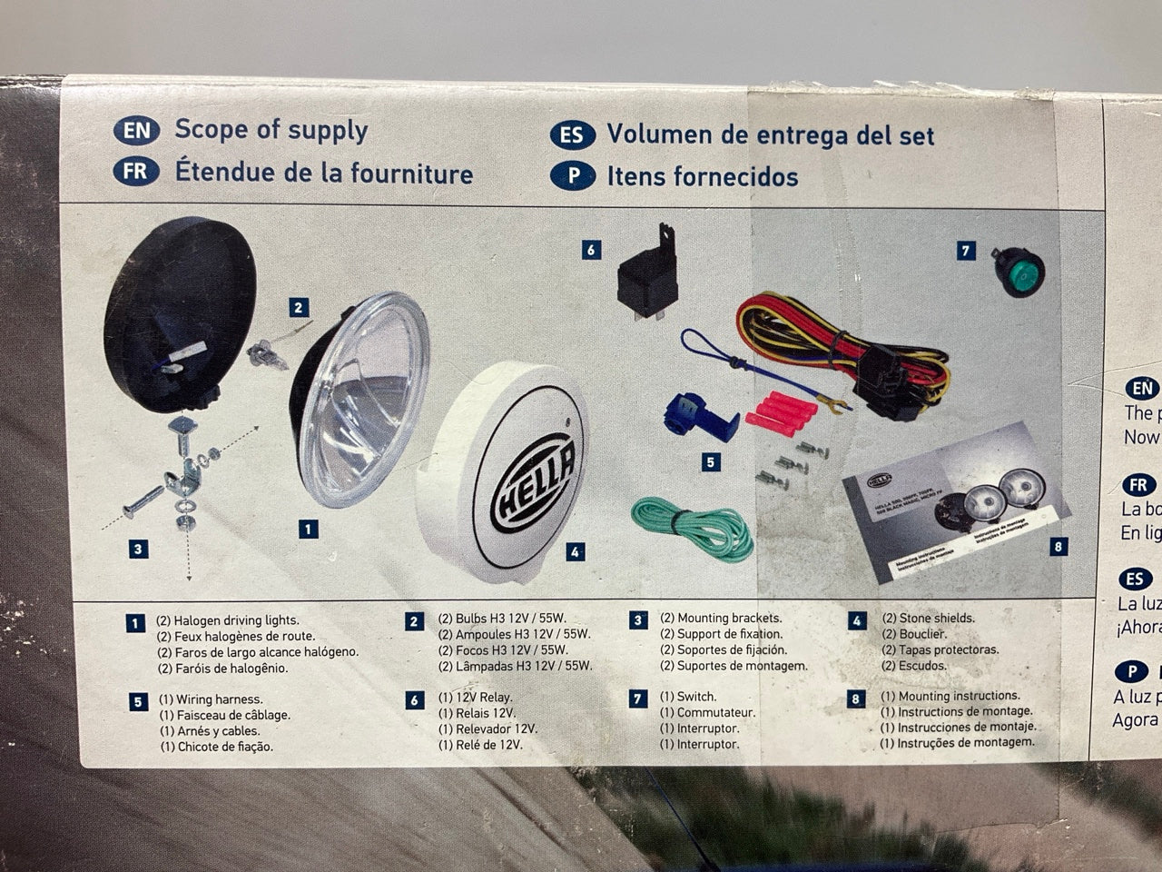 INCOMPLETE, AS SHOWN  Hella 700FF 7'' Halogen Driving Lamp Lights Kit, H3 55 Watt