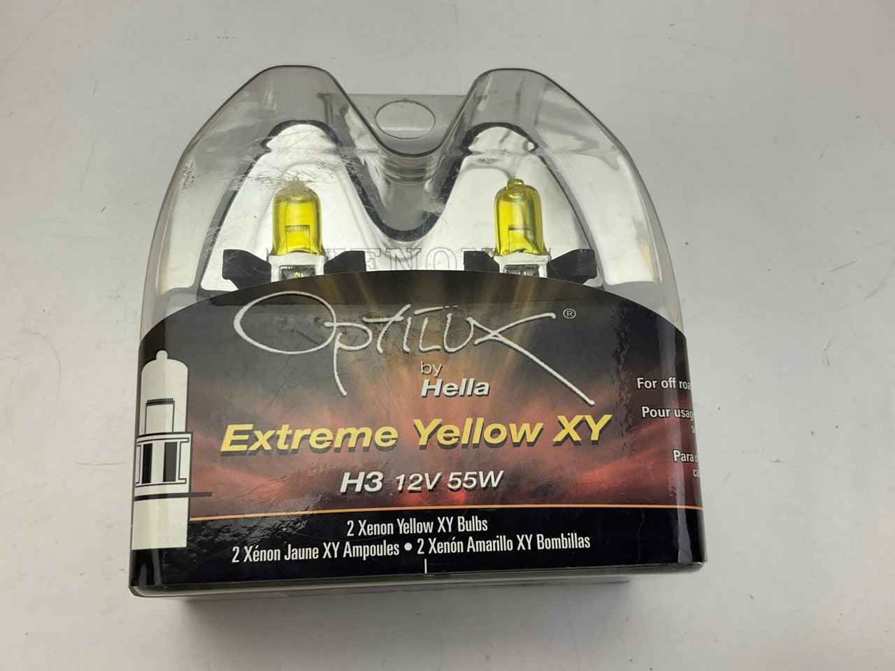 SET Of 2 Optilux XY Series H3 Xenon Yellow Halogen Fog Light Bulbs, 12V 55W