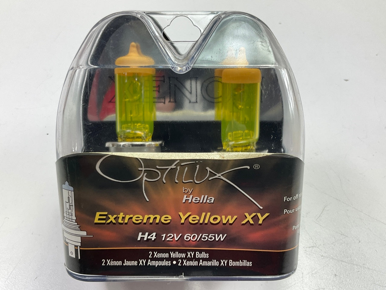 Hella H71070682 H4 Light Bulbs (PAIR) - Extreme YELLOW XY, 12V, 55W, Halogen