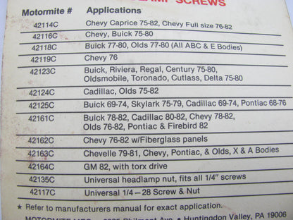 Help 42161C Headlamp Headlight Adjusting Screws PAIR