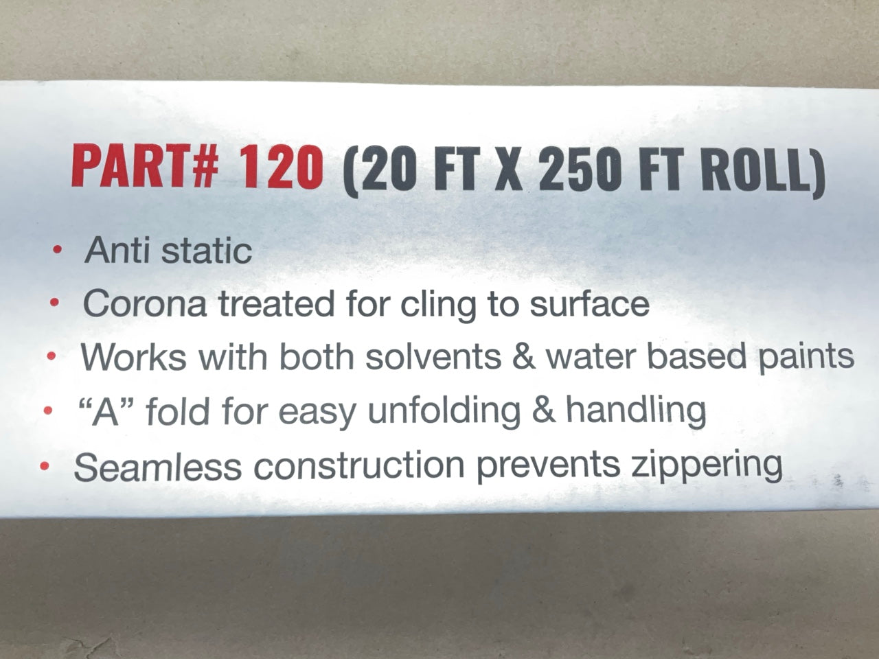 High Teck 120 Plastic Masking Sheeting, 20 Feet X 250 Feet Roll