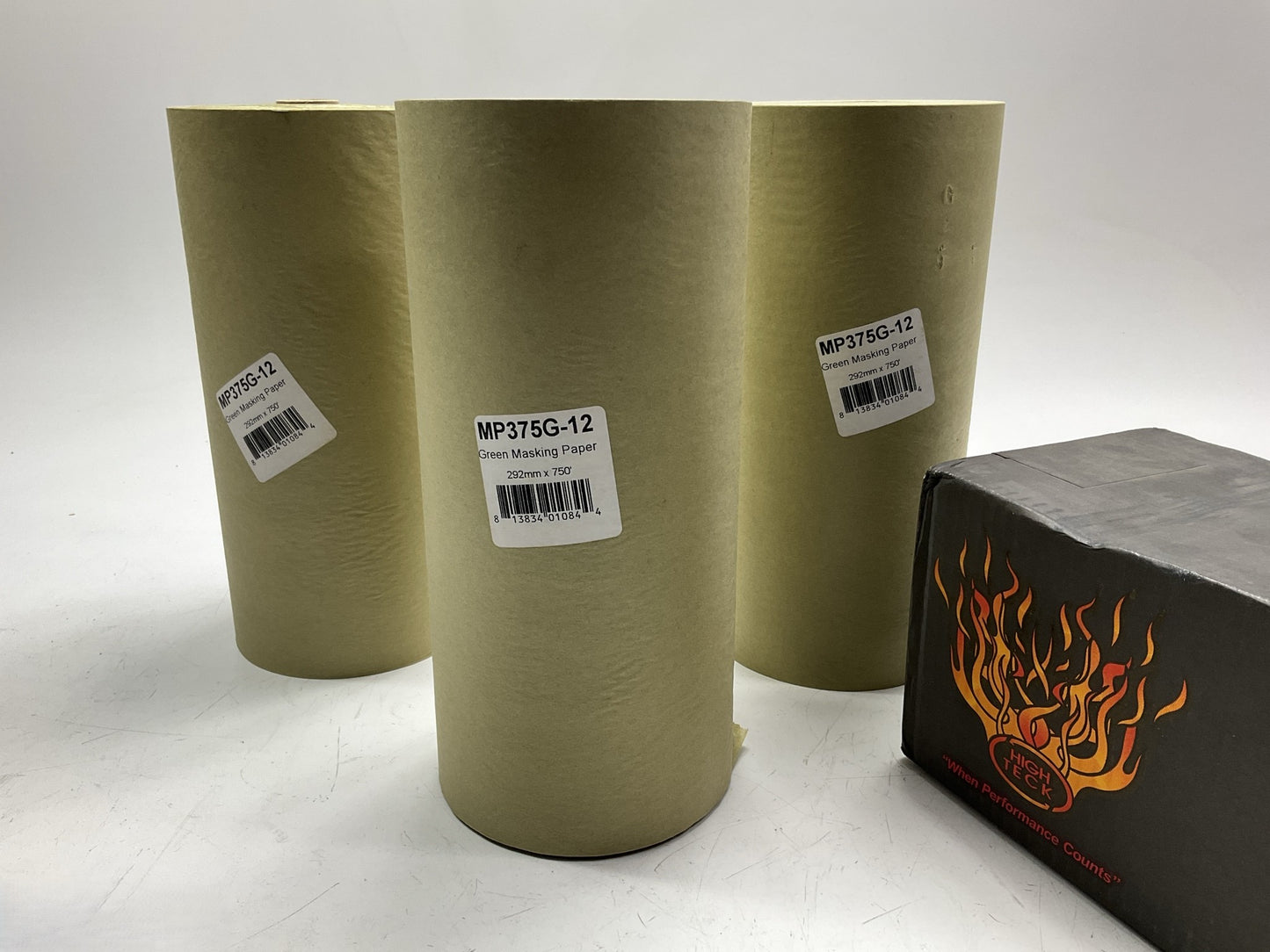 (3) High Teck MP375G-12  12'' X 750' Green Masking Paper Rolls, 30 Lb Paper