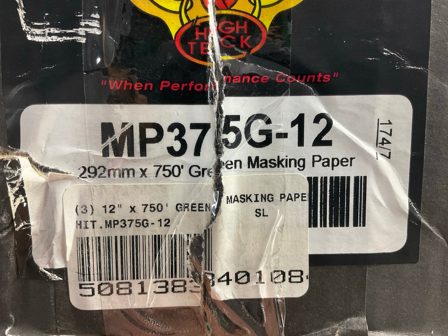 (3) High Teck MP375G-12  12'' X 750' Green Masking Paper Rolls, 30 Lb Paper