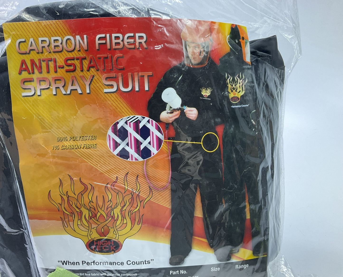 High Teck PS115B XL Premium Spray Paint Suit, X-Large, Black, 2-Way Zipper
