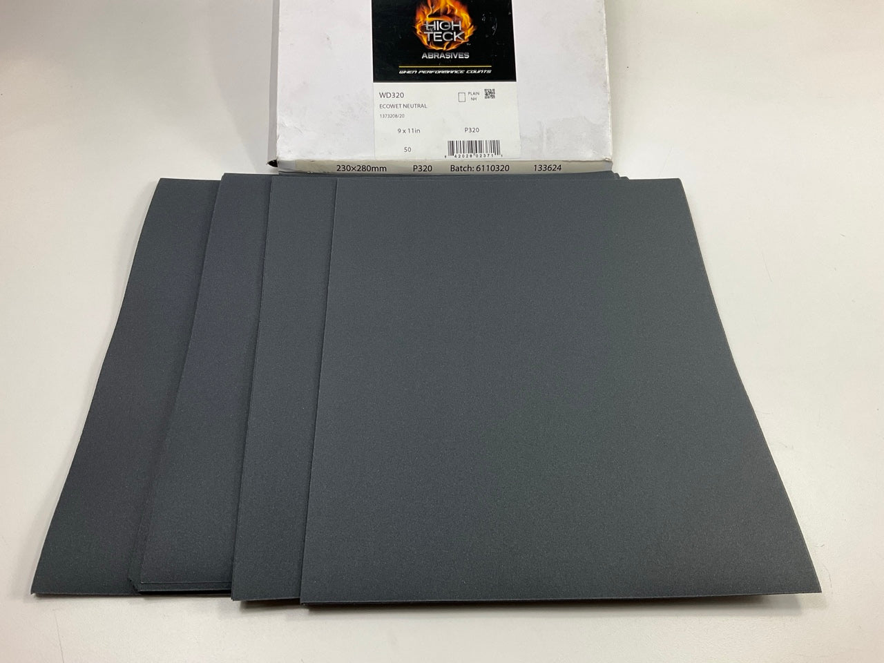 High Teck WD320 Waterproof Sandpaper Sheets P320 Grit, 9'' X 11'', 50 Sheets Total