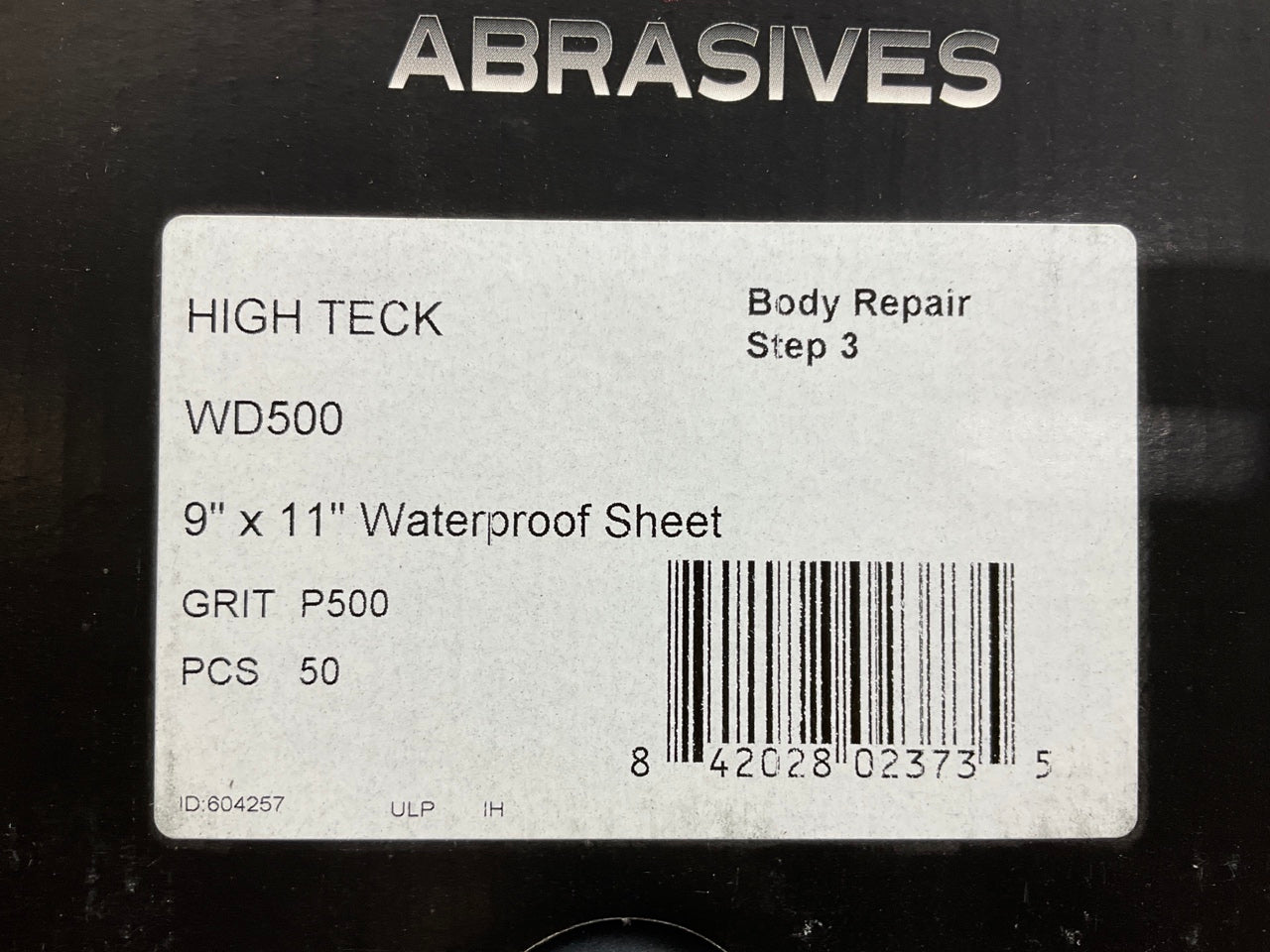 High Teck WD500 9'' X 11'' Waterproof Sandpaper Sheets, P500 Grit, 50 Sheets