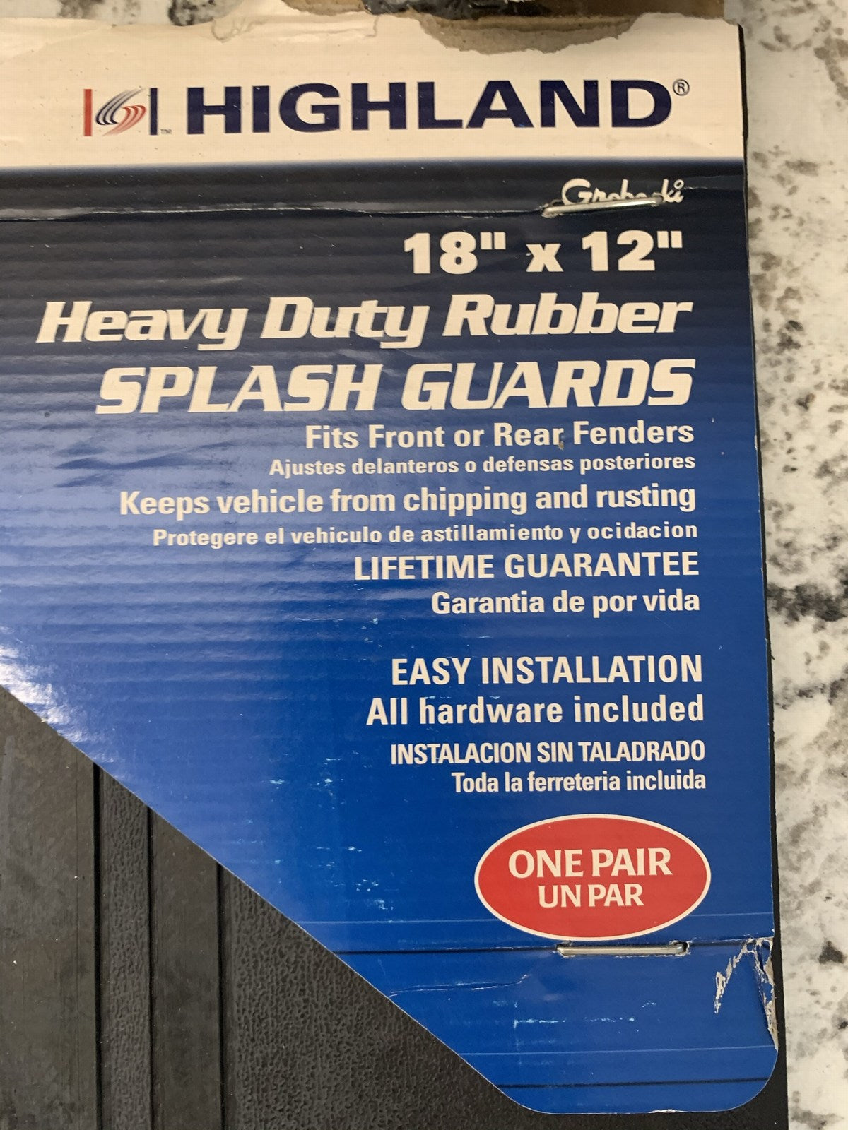 Highland Group 10073 Splash Guards / Mud Flaps 18''x12'', For Front Or Rear Fender