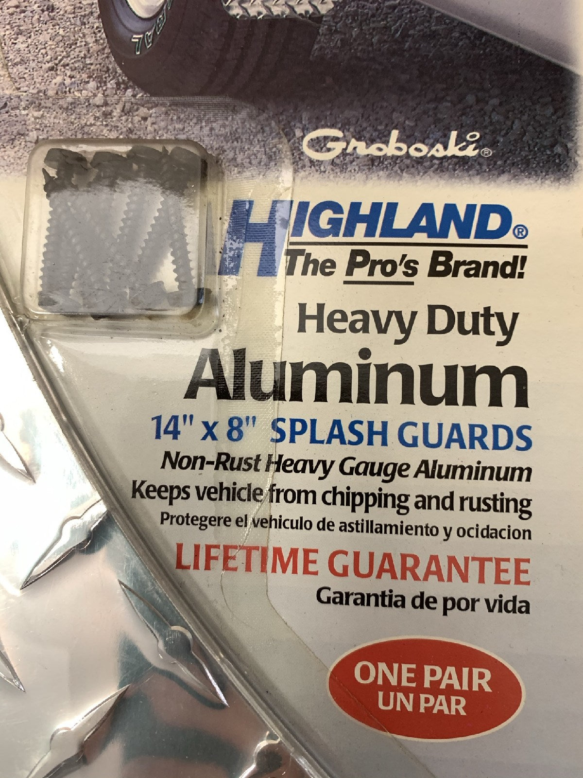 Highland 10075 HEAVY DUTY Diamond Plate Aluminum Splash Guards Mud Flaps 14''x8''