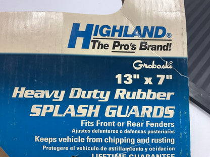 Highland Group 10587 Black Heavy Duty Rubber Splash Guard, 13''x7'', Universal