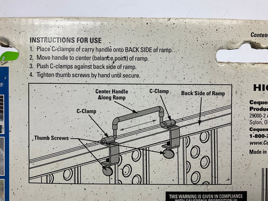 Highland 11300 Loading Ramp Handle - Carry Straight, Arched, Or Folded Ramps