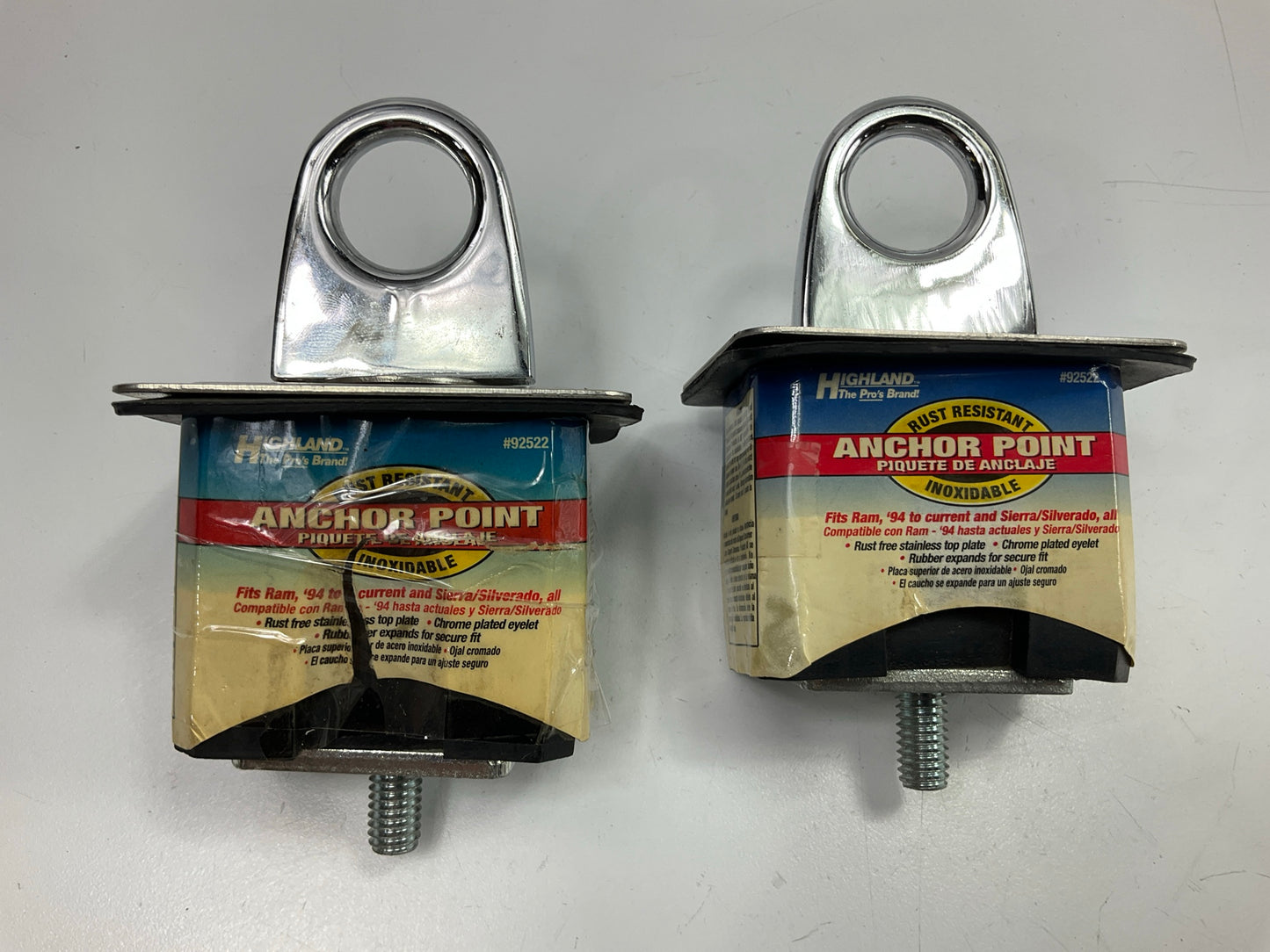 (2) Highland 92522 Chrome Large Stake Pocket Truck Bed Anchor Point