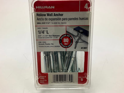 Pack Of (5) Hillman 41307 1-1/4'' Long Hollow Wall Anchors