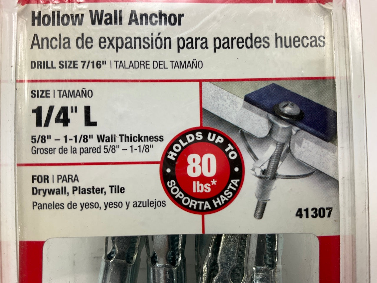 Pack Of (5) Hillman 41307 1-1/4'' Long Hollow Wall Anchors