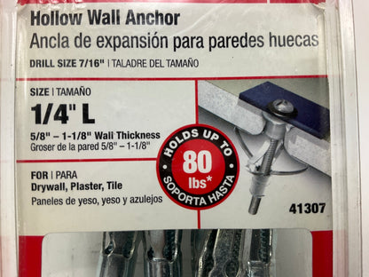 Pack Of (5) Hillman 41307 1-1/4'' Long Hollow Wall Anchors