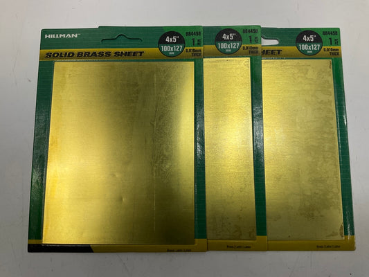 (3) Hillman 4-in X 5-in Brass Solid Sheet Metal, 0.010-in Thick