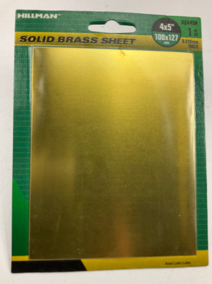 Hillman 4-in X 5-in Brass Solid Sheet Metal, 0.010-in Thick