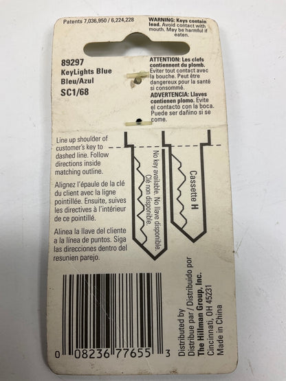 Hillman 89297 Key Blank Schlage SC1 Lighted Key Blank - Blue Plastic Head