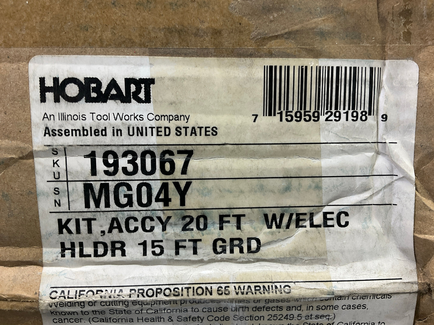Hobart 193067 Welding Stick Cable Set #4, 20ft. Electrode Cable, 15ft Work Cable