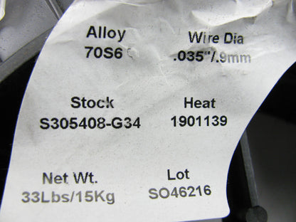 HOBART MIG Welding Wire: Carbon Steel, ER70S-6, 0.035 In, 33 Lb, Plastic Spool