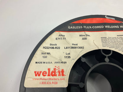 Hobart E71T-11 MIG Flux Core Welding Wire .030'', 10 LBS Spool