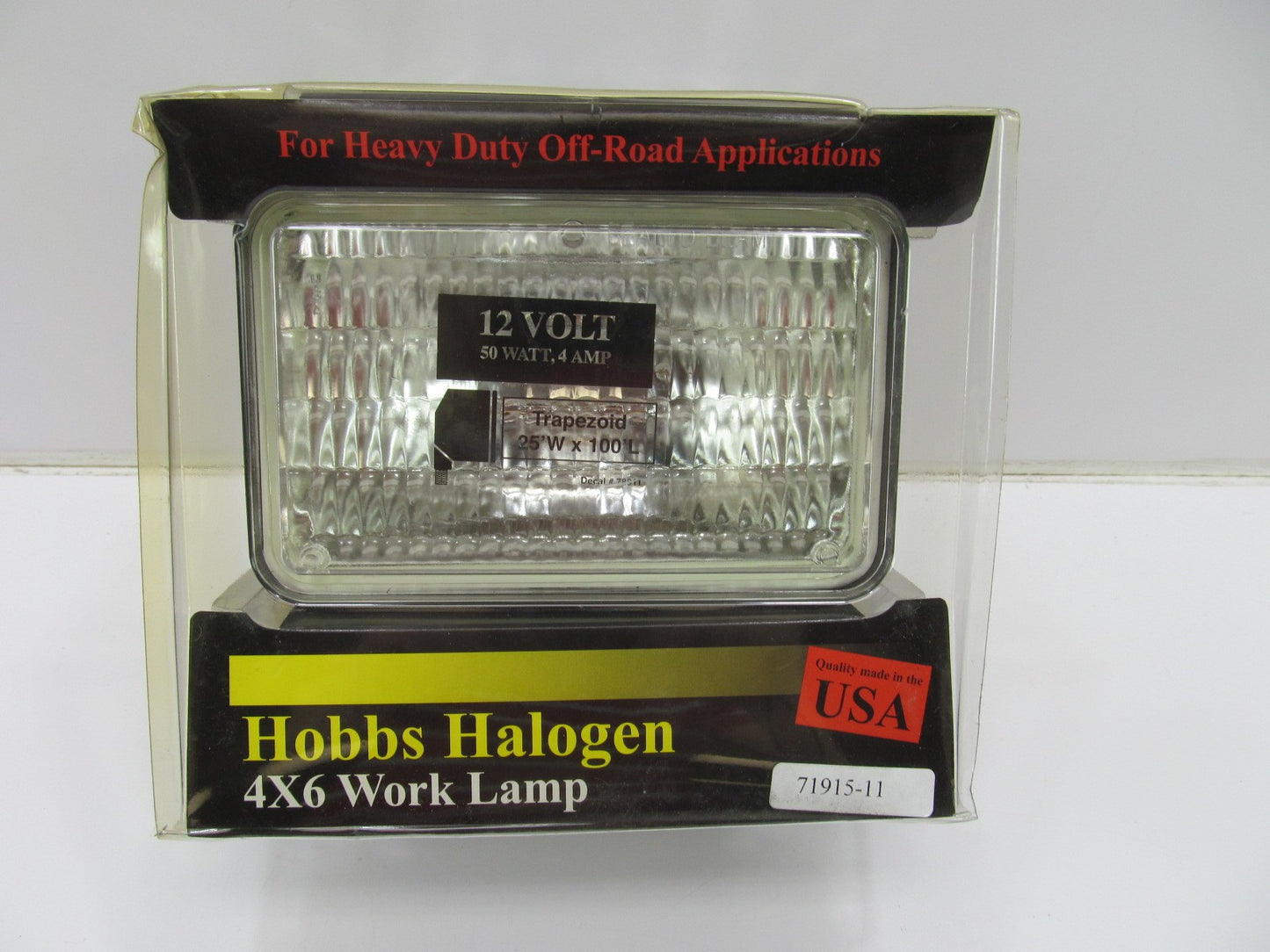 Hobbs 71915-11 Halogen Work Light Lamp, 4''x6'', 12V, 50 Watts, For HD Off-Road