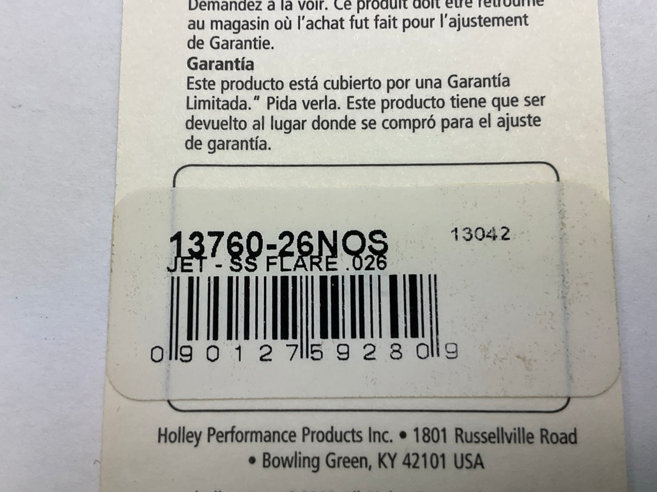 Holley 13760-26NOS NOS Precision SS Stainless Steel Nitrous Flare Jet .026