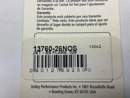 13760-26NOS Precision SS Stainless Steel Nitrous Flare Jet .026
