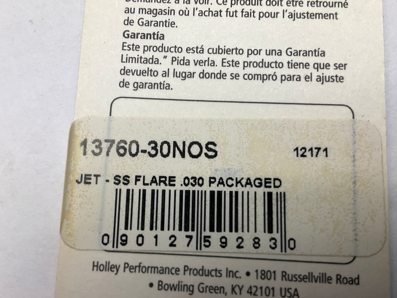 Holley 13760-30NOS NOS Precision SS Stainless Steel Nitrous Flare Jet .030