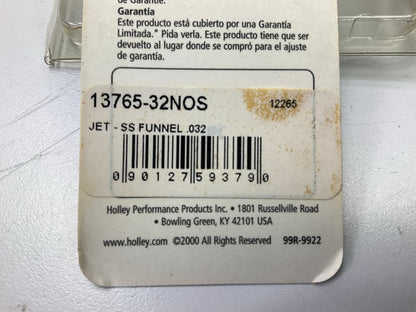 (10) 13765-32NOS Precision SS Stainless Steel Nitrous Funnel Jet .032''