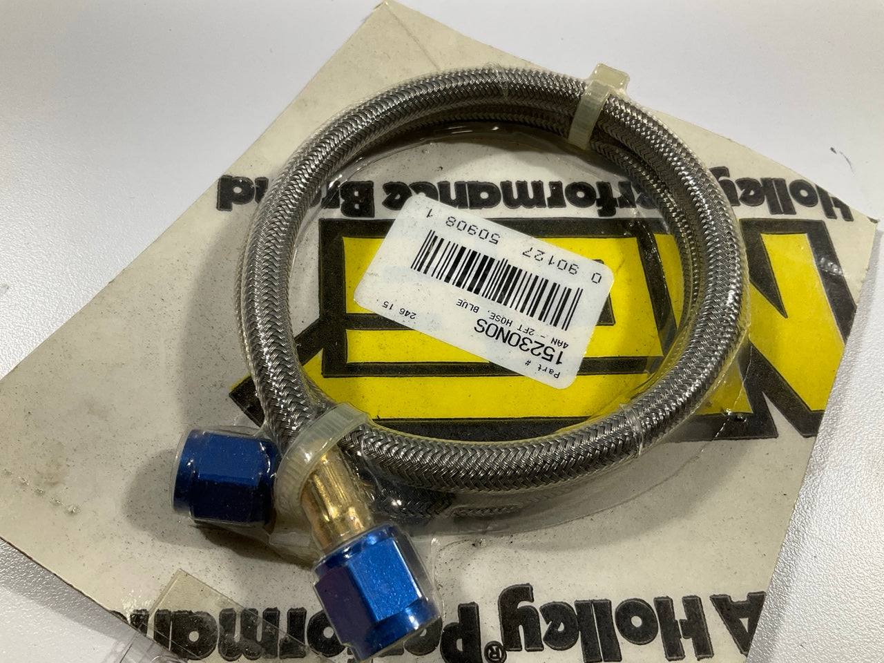 Holley 15230NOS NOS Nitrous Stainless Steel Braided Hose  2 FOOT, BLUE, -4AN