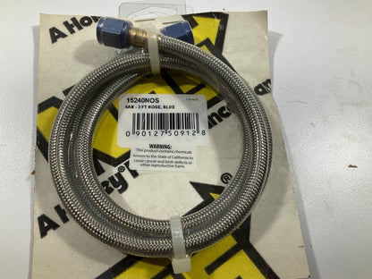 15240NOS Nitrous Stainless Steel Braided Hose  3 FOOT, BLUE, -4AN